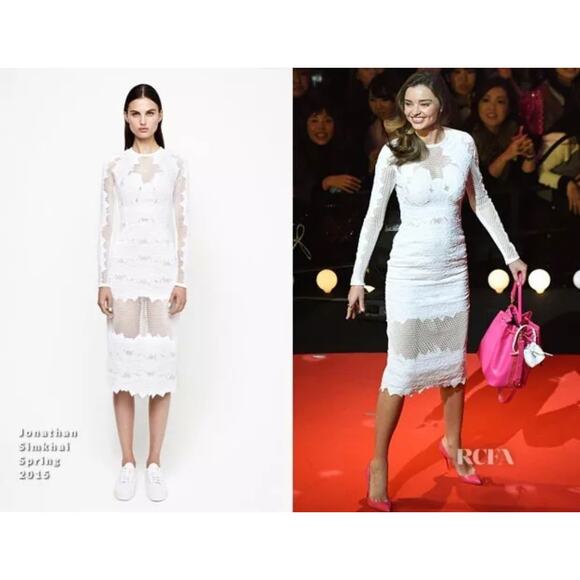 Jonathan Simkhai Burnout Brocade Long Sleeve Dress White Mini Dress 2 Altered - Picture 3 of 16